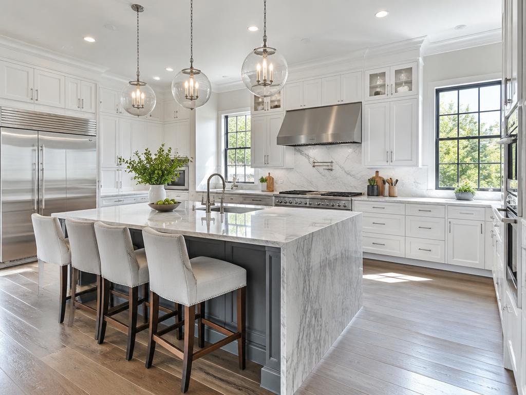 Gleaming marble kitchen